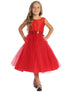 Girls Red V Back Trim Shantung Sparkle Tulle Flower Girl Dress 2T-10 front SophiasStyle.com